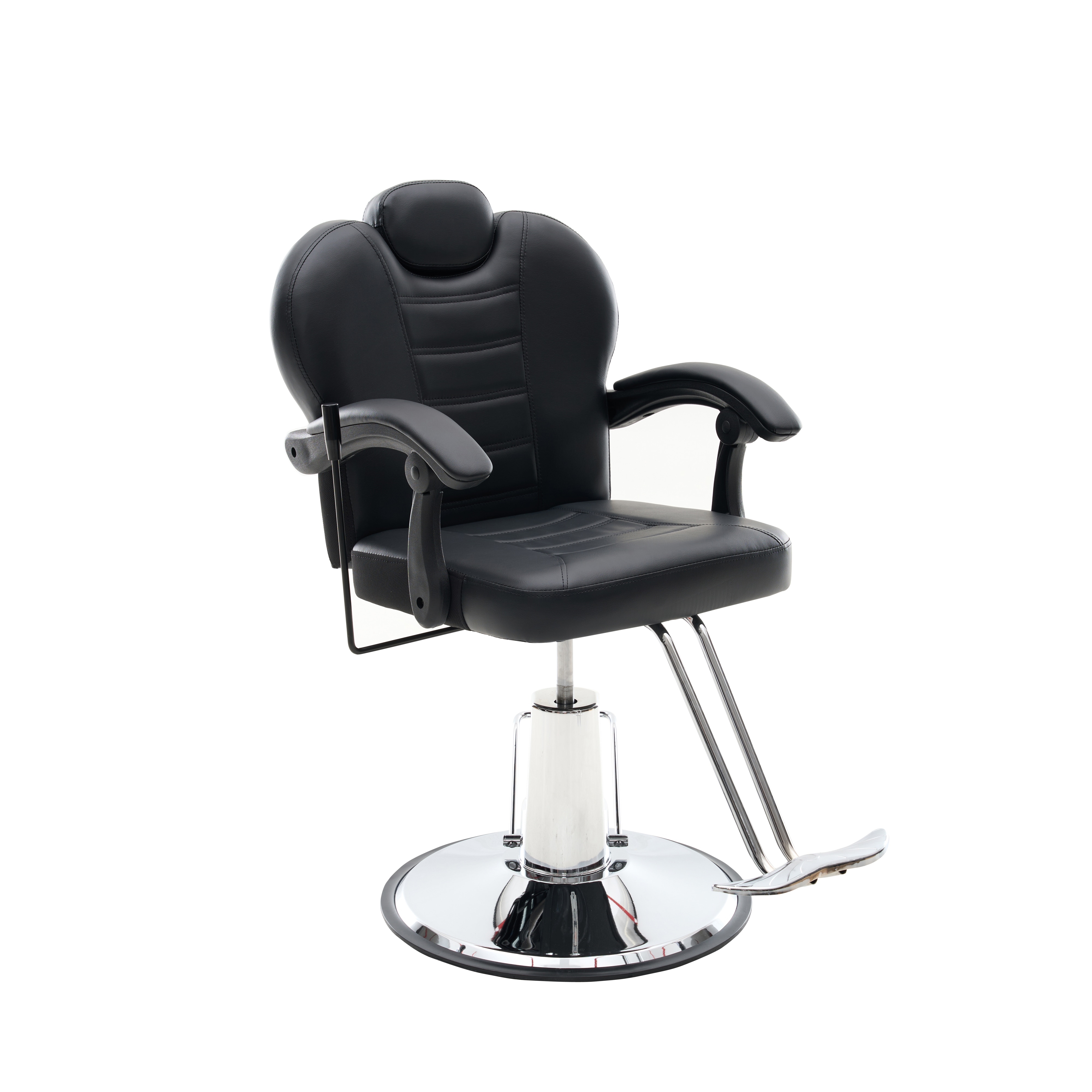 90°-135° Reclining Barber Chairs For Barbershop,Reclining Salon Chairs For Hair Stylist With Heavy Duty Hydraulic Pump/Headrest/Footrest,360° Rotation,BLACK_voghion.com